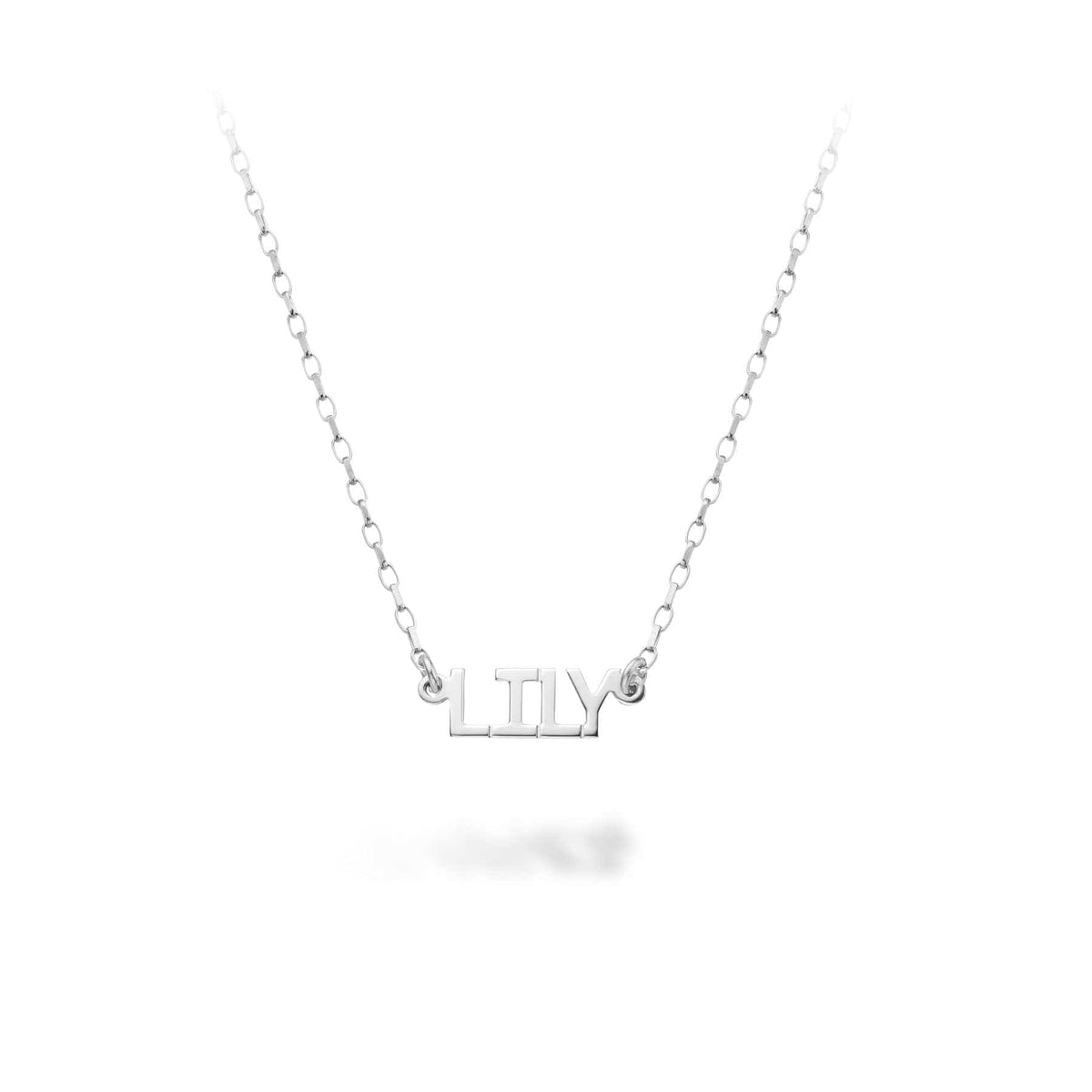 Personalization Silver Block Name Necklace (1-6 Letters)