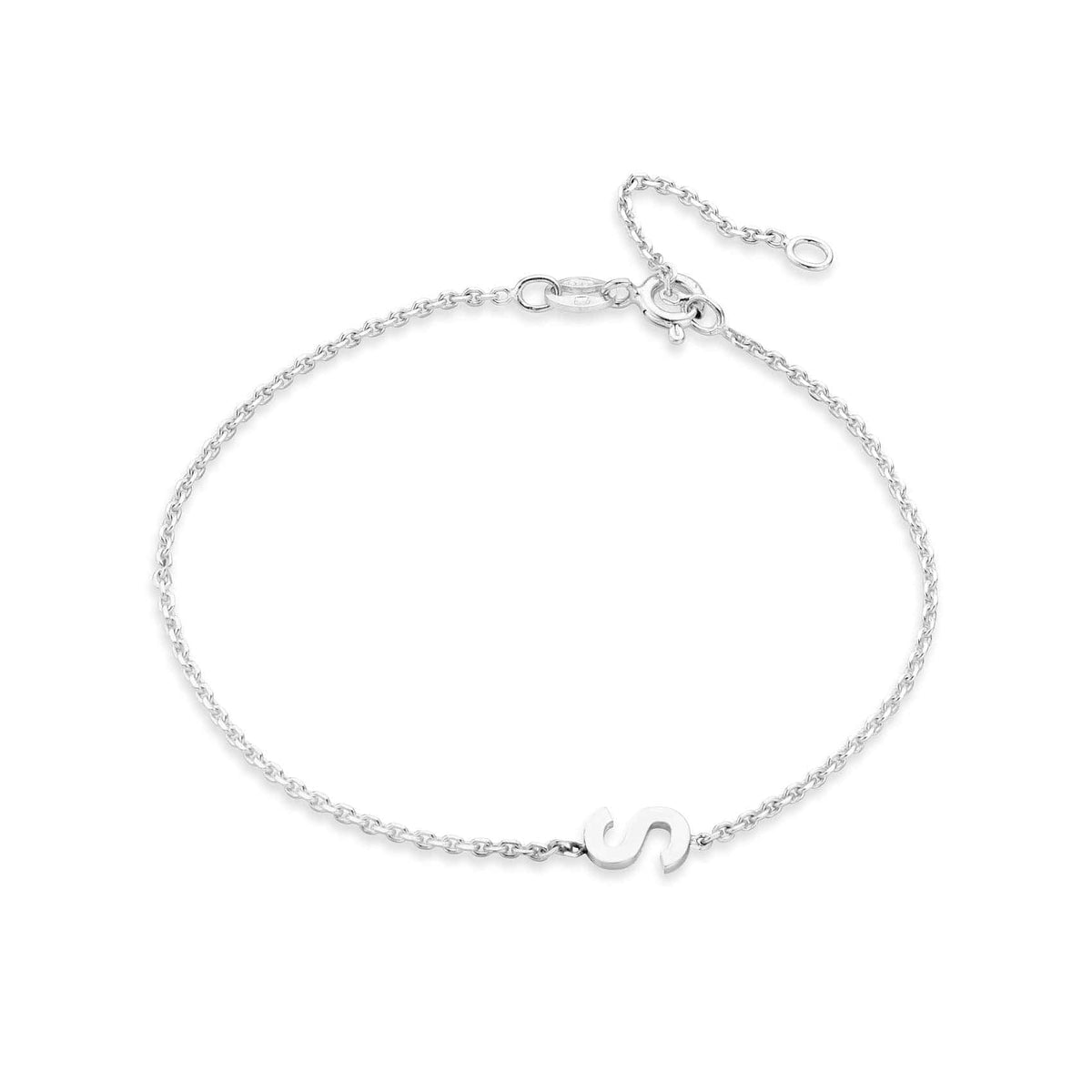 Silver Block Initial Bracelet