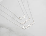 Silver Personalized Star Sign Necklace (7+ Letters)