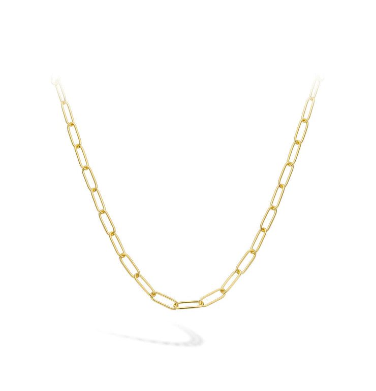 Wide Link Yellow Gold Chain Necklace