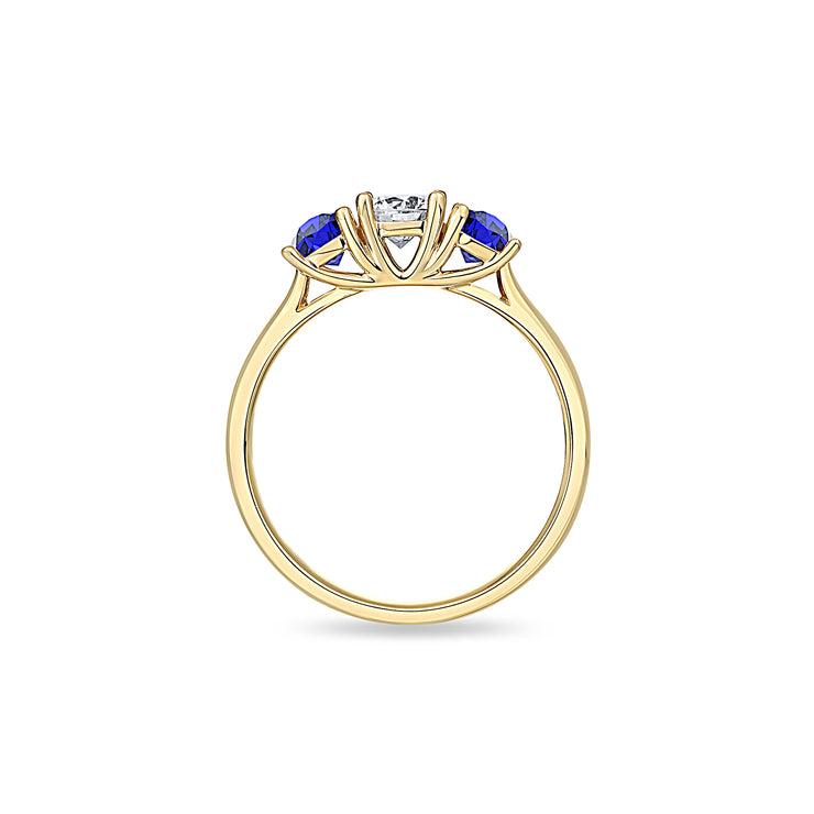 3 stone Diamond and Sapphire Ring