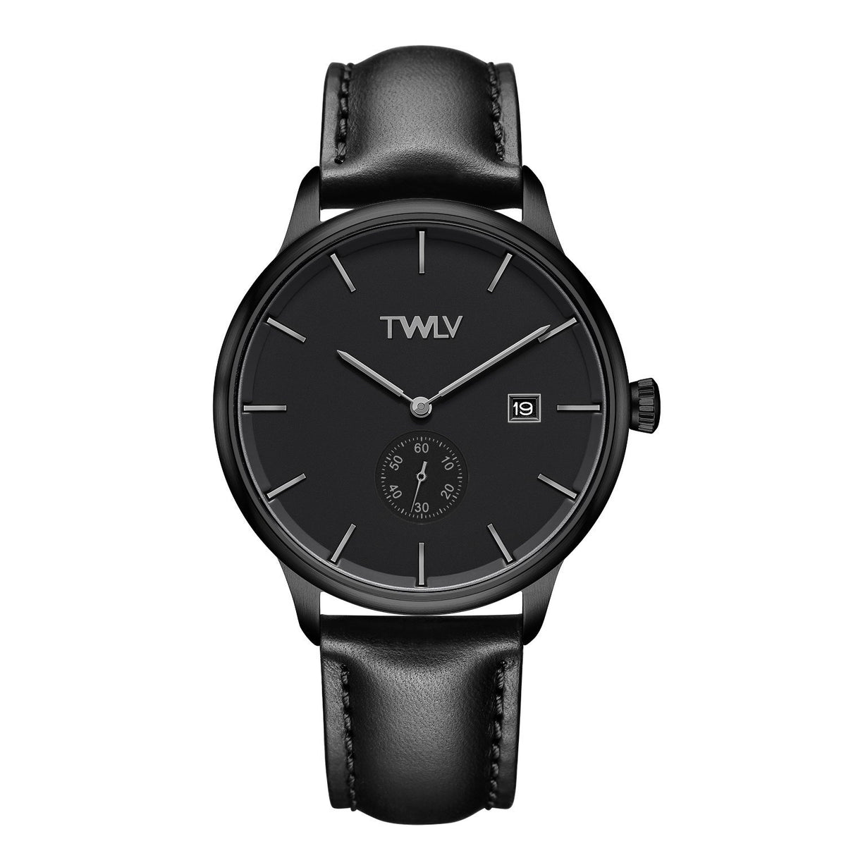 TWLV Gents Black strap Black Face Watch