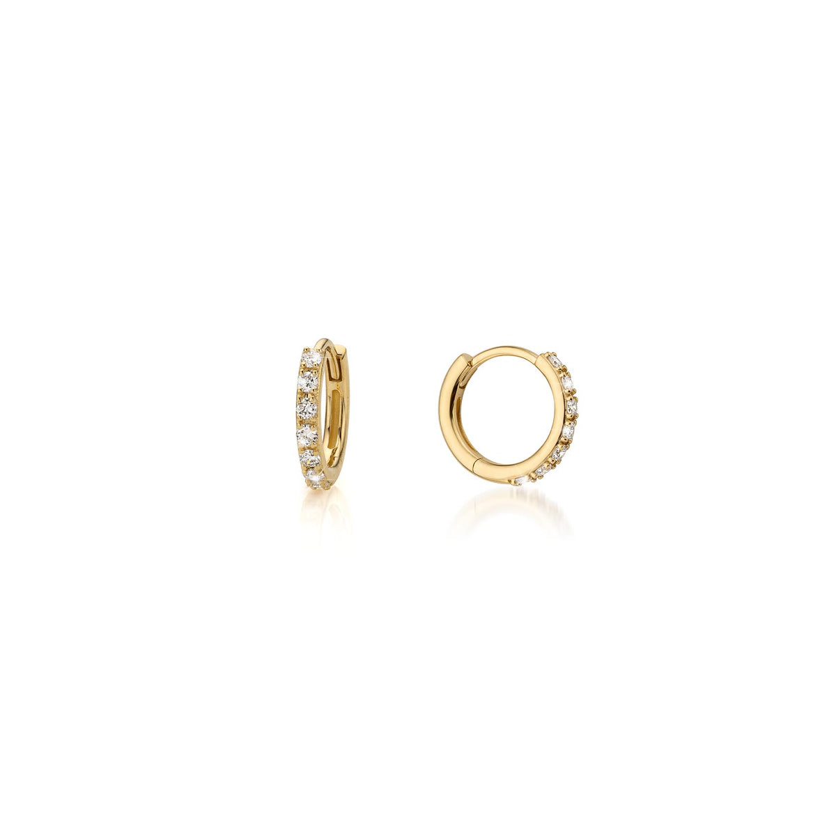 9ct Gold & Diamond Huggie Hoop Earrings
