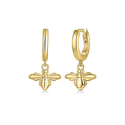 9ct Gold Bee Hoop Earrings