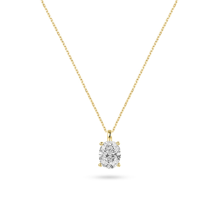 18ct Gold 1ct Oval Lab Diamond Necklace