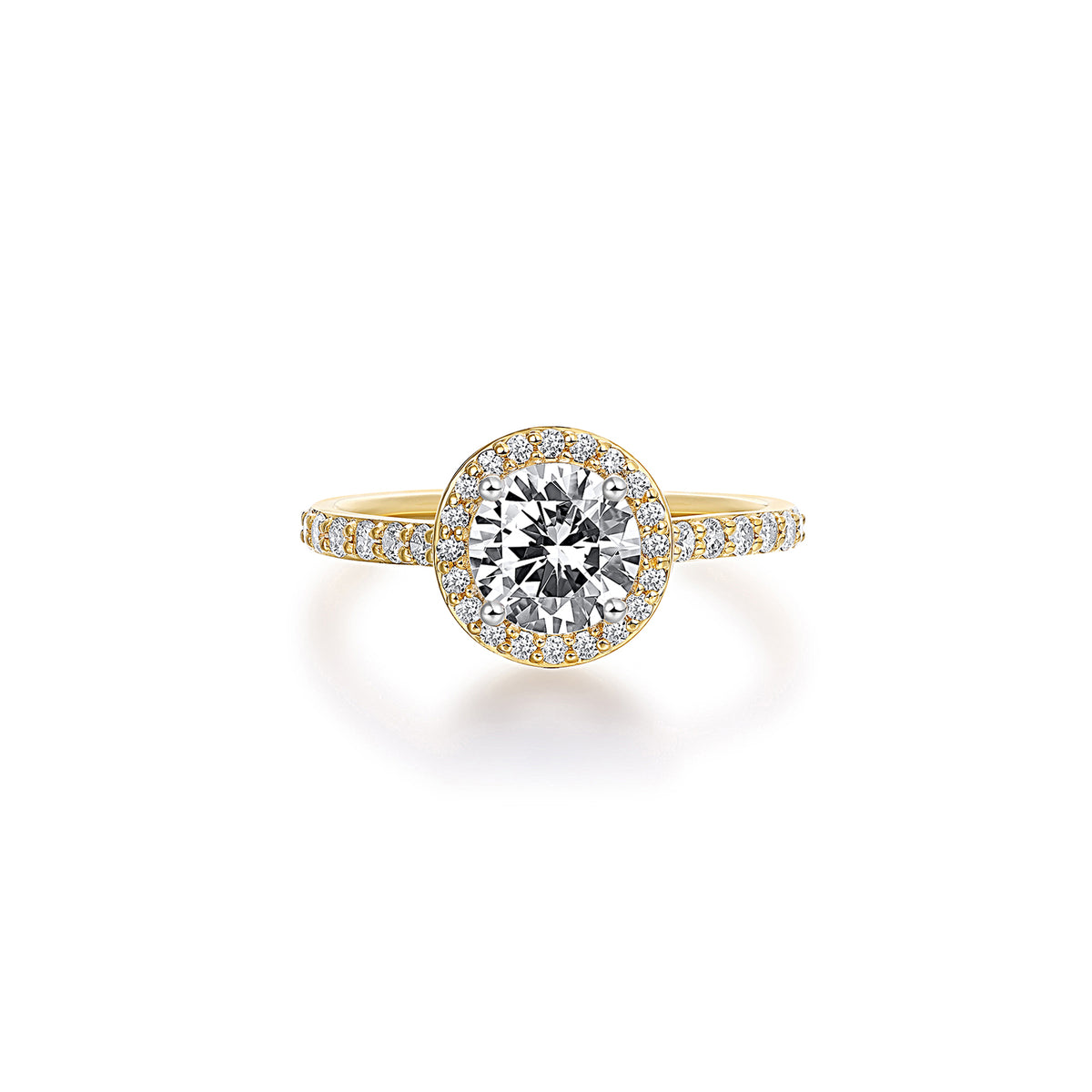 Platinum 1.15ct Halo Natural Diamond Ring in 18ct Gold