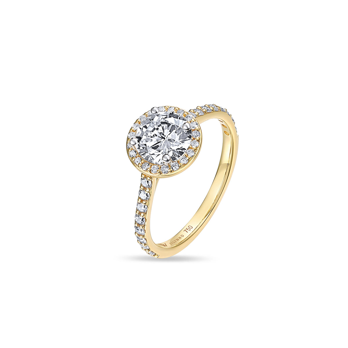Platinum 1.15ct Halo Natural Diamond Ring in 18ct Gold