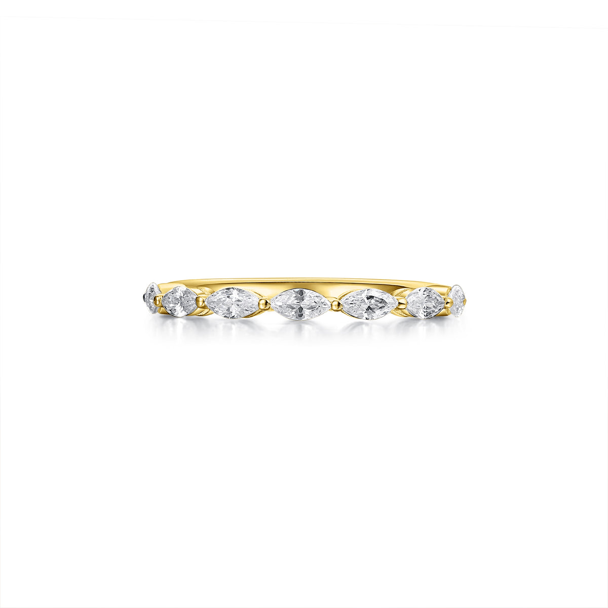 9ct Gold 7 Marquise Stones Ring