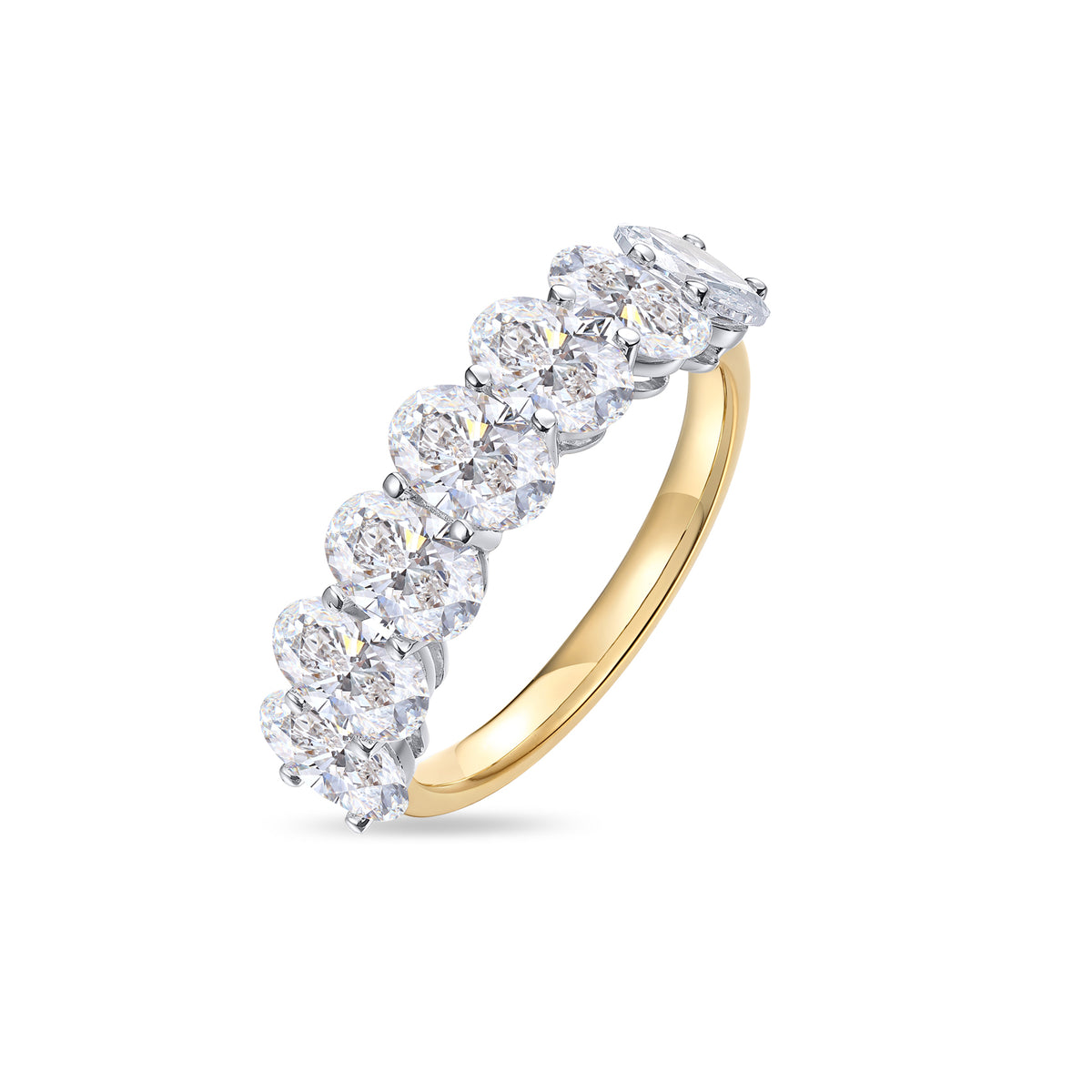 2.1ct 7 Stone Oval Natural Diamond Eternity Ring in 18ct Gold