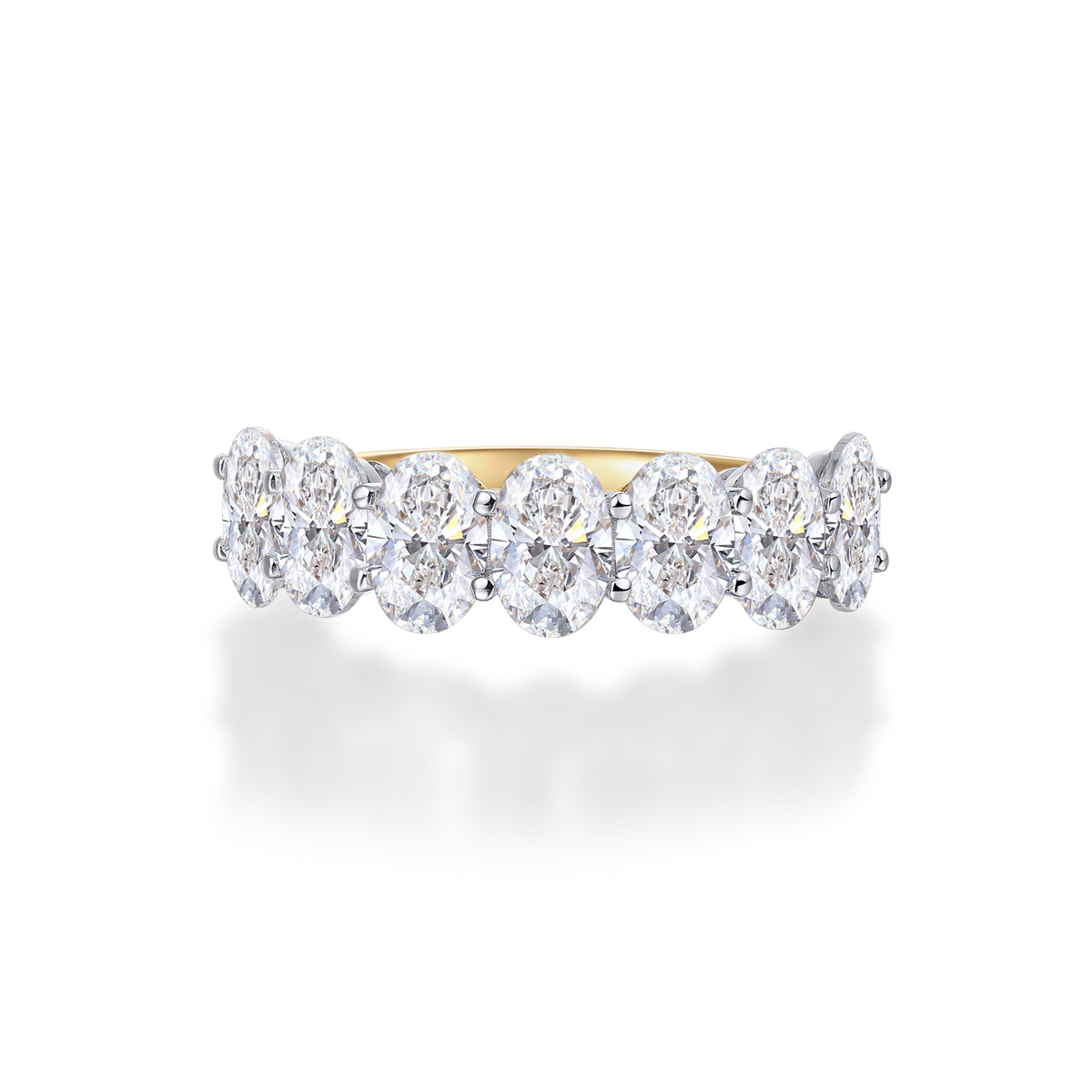 2.1ct 7 Stone Oval Natural Diamond Eternity Ring in 18ct Gold