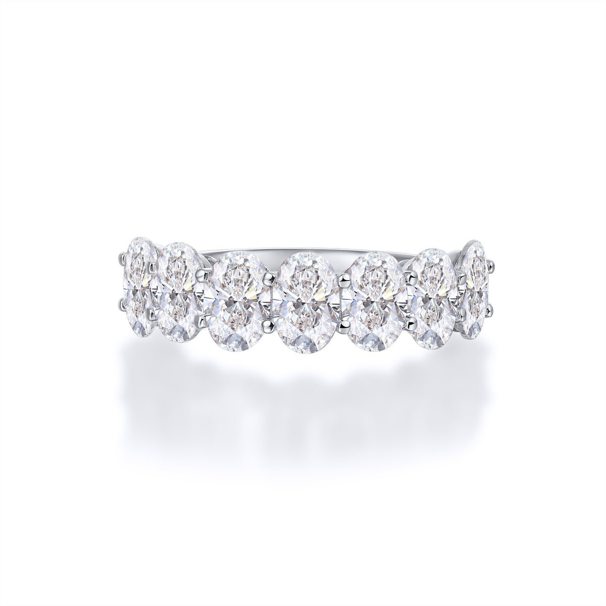 2.1ct oval eternity band 7 Natural Diamonds in Platinum