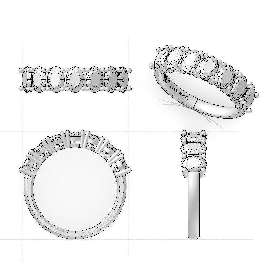 2.1ct oval eternity band 7 Lab Diamonds in Platinum
