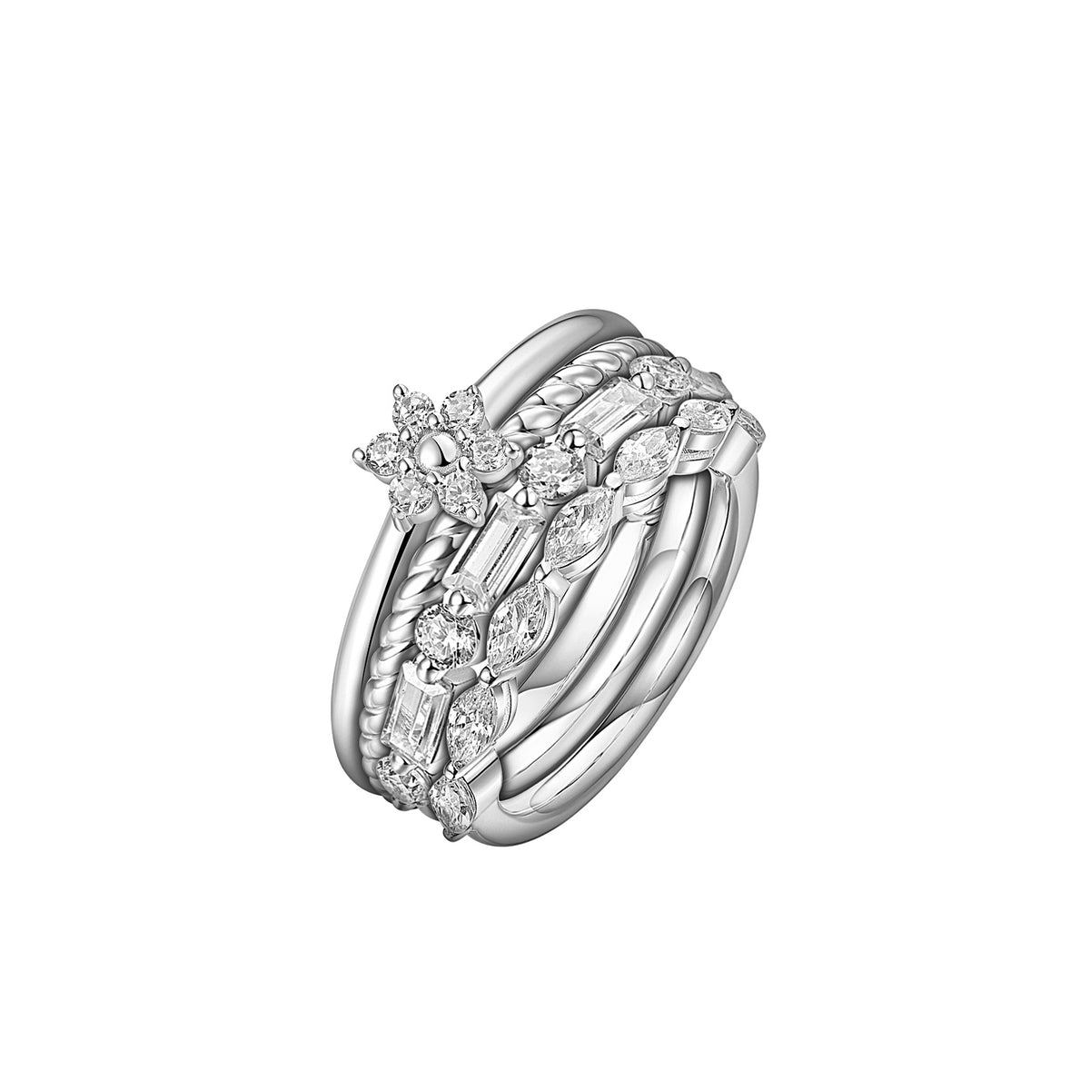 Silver 7 Marquise Stones Ring