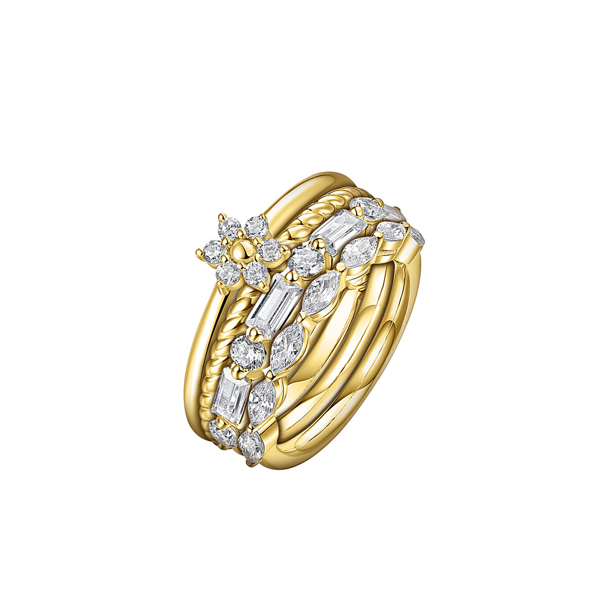 9ct Gold 7 Marquise Stones Ring