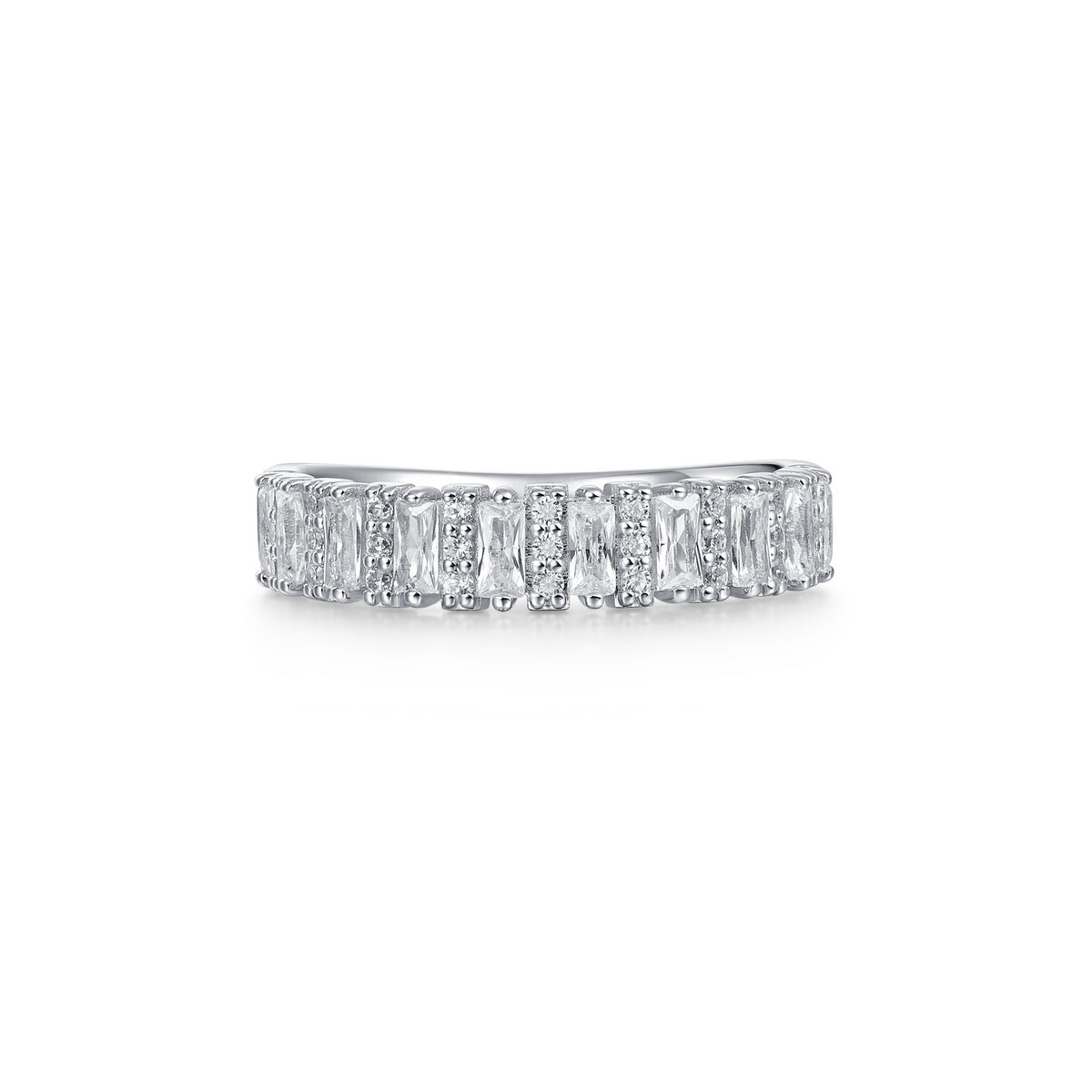 0.77ct Lab Diamond Round and Baguette Eternity Band