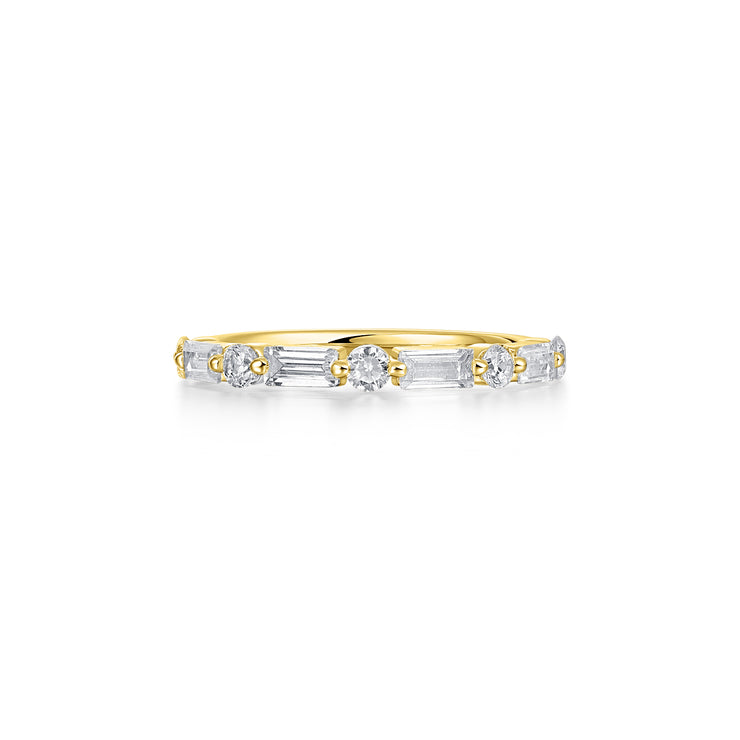9ct Gold Round & Baguette Stones Ring