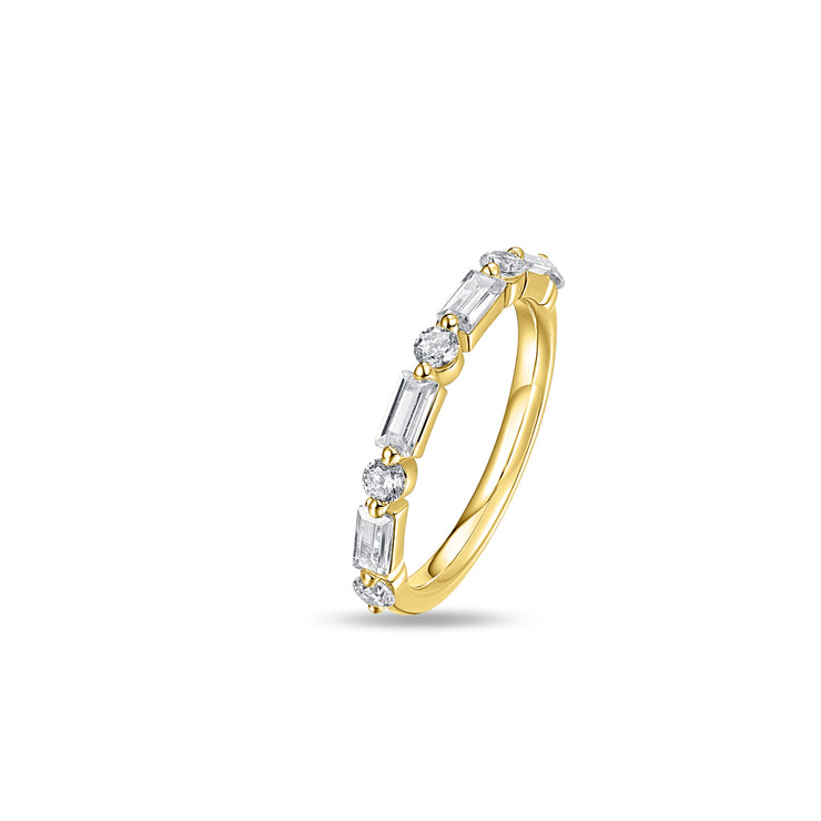 9ct Gold Round & Baguette Stones Ring