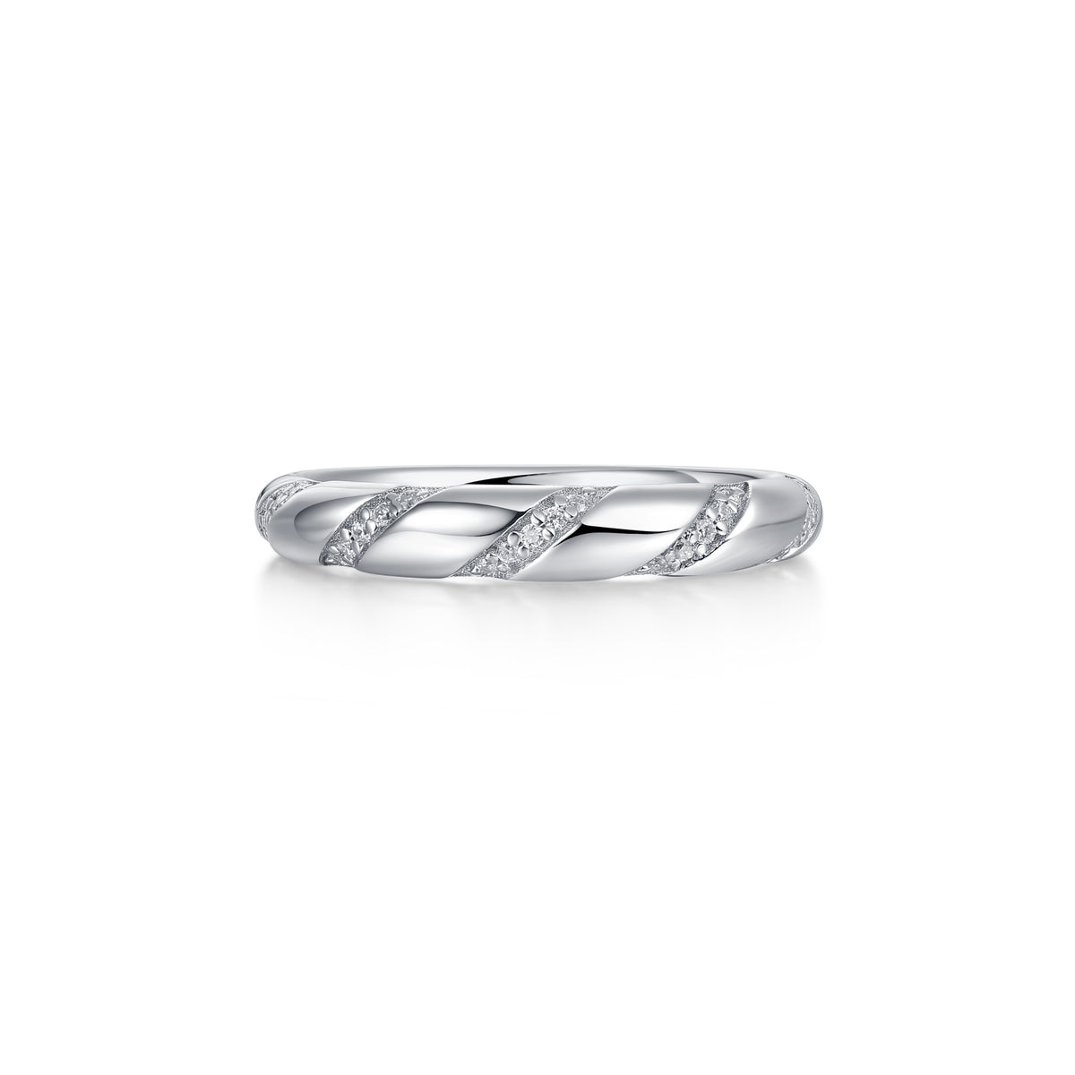 CZ Lines across Silver Ring