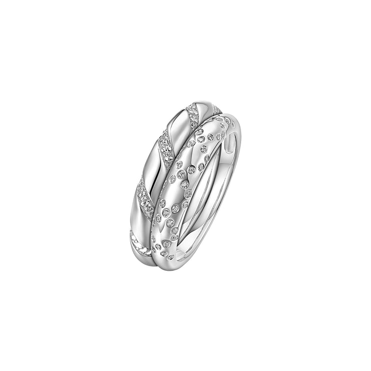 CZ Lines across Silver Ring