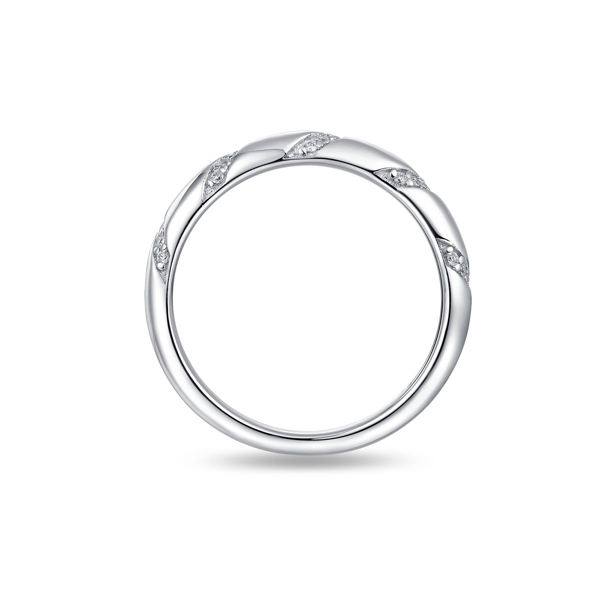 CZ Lines across Silver Ring