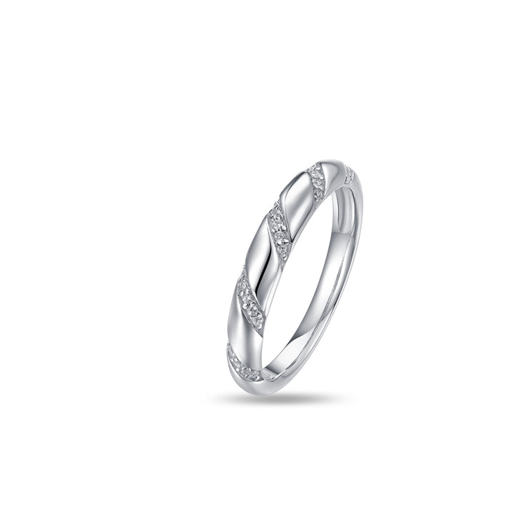 CZ Lines across Silver Ring