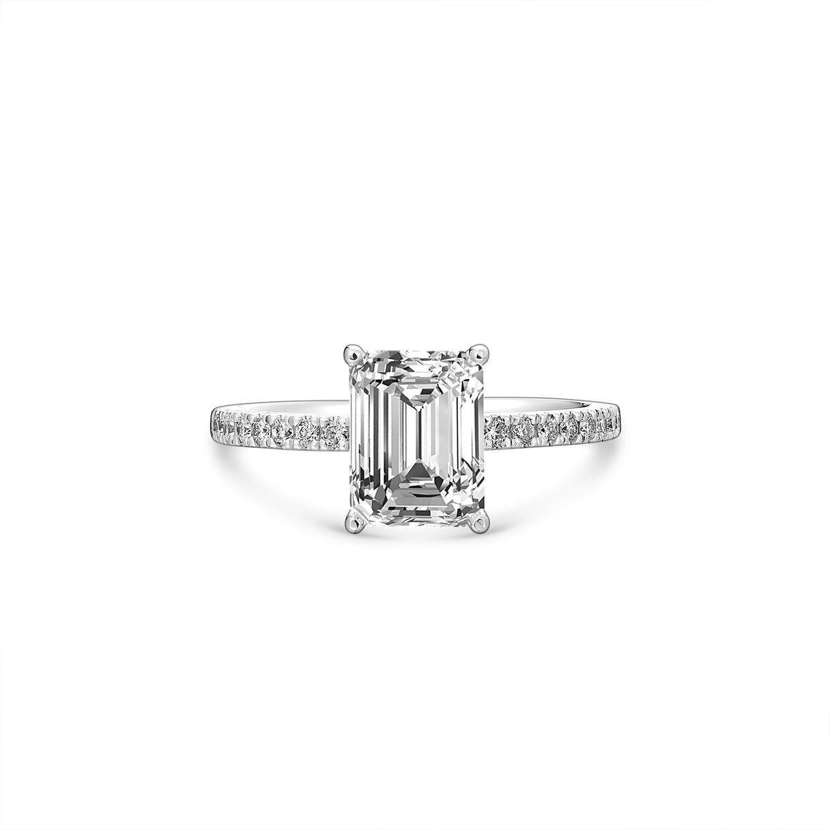 Platinum 2ct Emerald cut with hidden halo Lab Diamond Ring