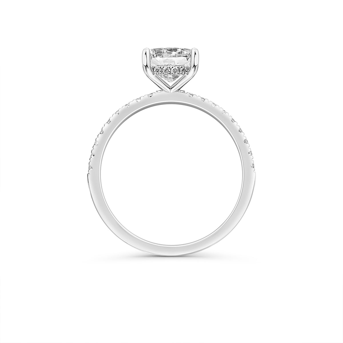 Platinum 2.4ct Emerald cut with hidden halo Lab Diamond Ring