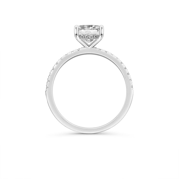 Platinum 2ct Emerald cut with hidden halo Lab Diamond Ring