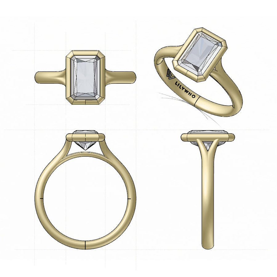 2ct Radiant Cut Natural Diamond in an 18ct Gold Bezel Setting