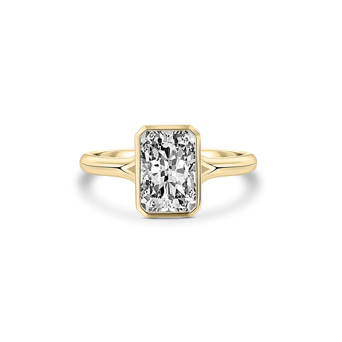 2ct Radiant Cut Lab Diamond in a 18ct gold Bezel Setting