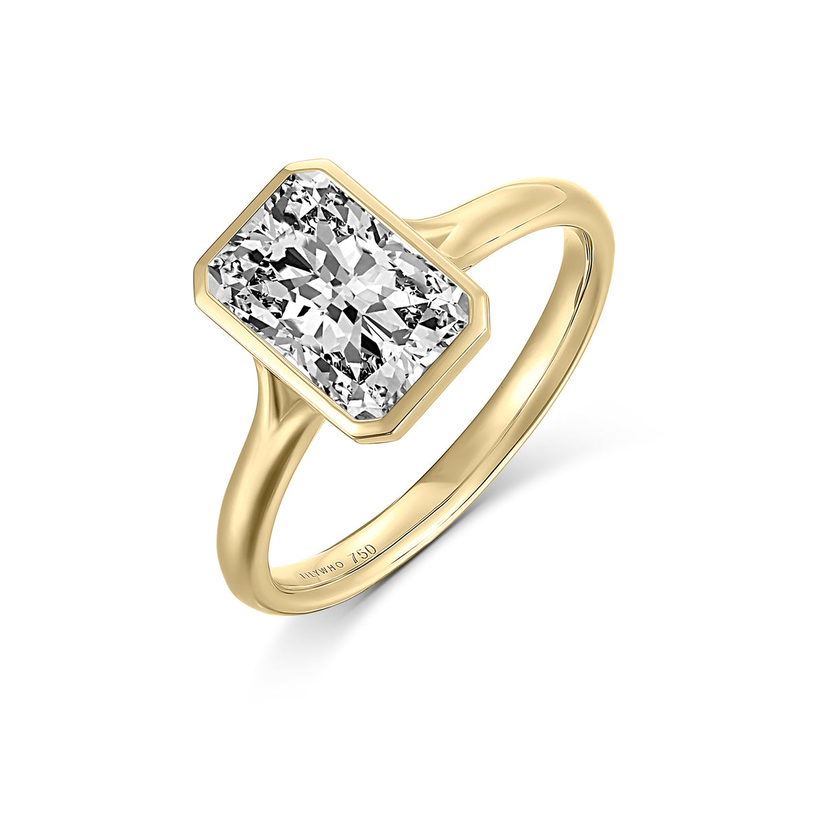 2ct Radiant Cut Lab Diamond in a 18ct gold Bezel Setting