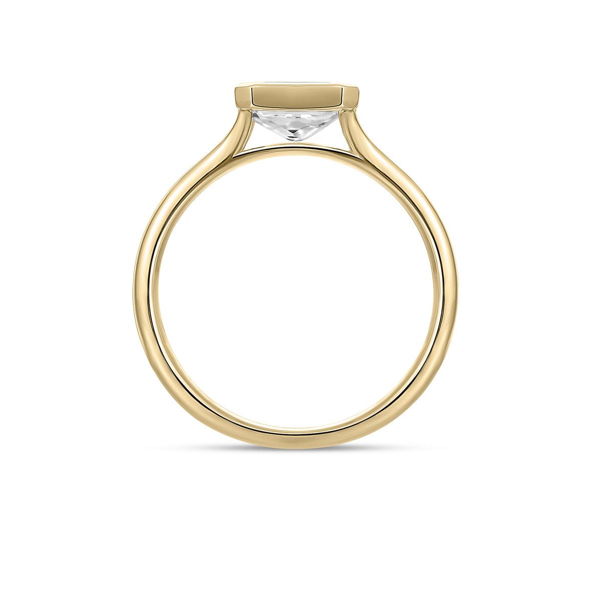 2ct Radiant Cut Lab Diamond in a 18ct gold Bezel Setting