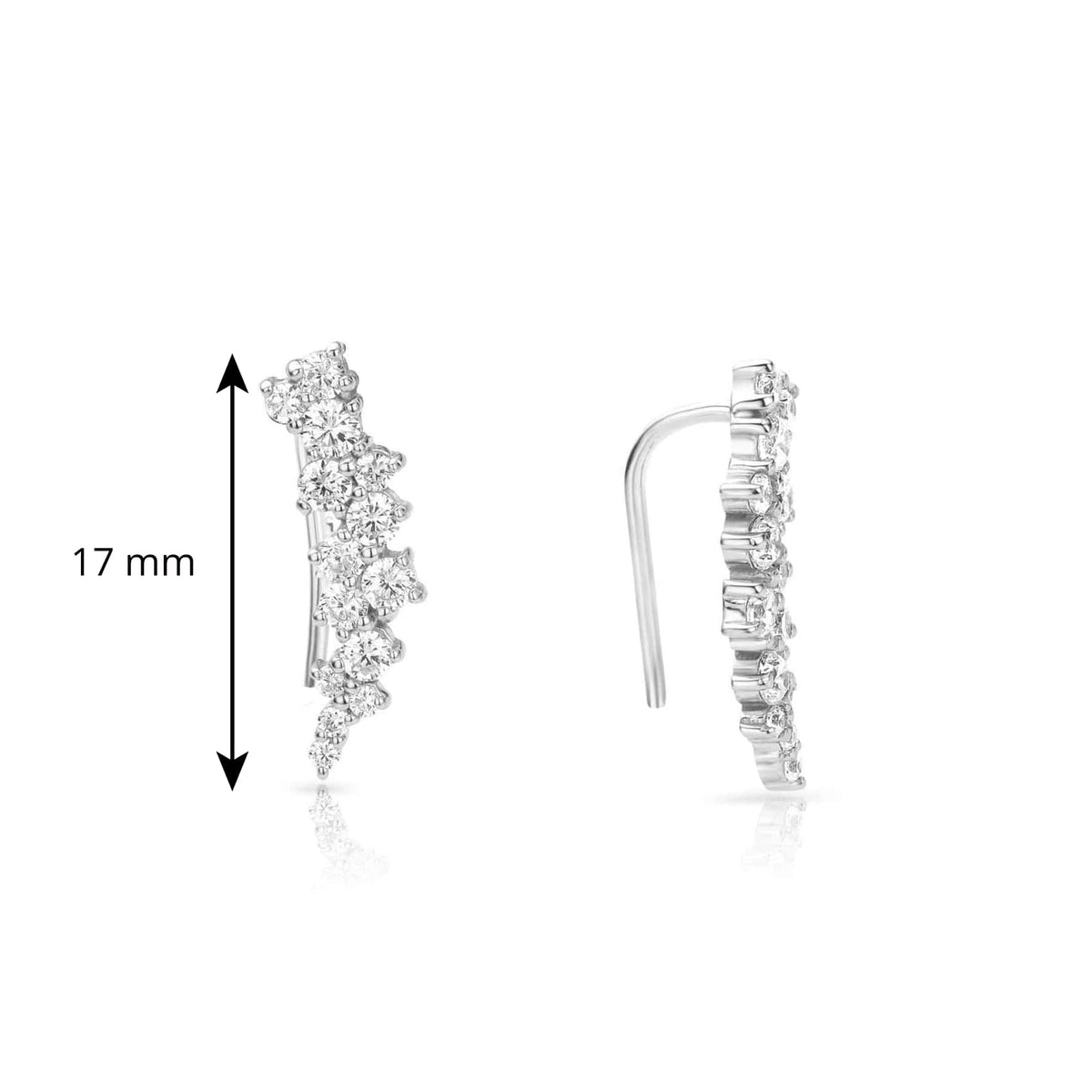 CZ Silver Climber Earrings Pair