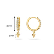 9ct Gold CZ Spike Hoop Earrings