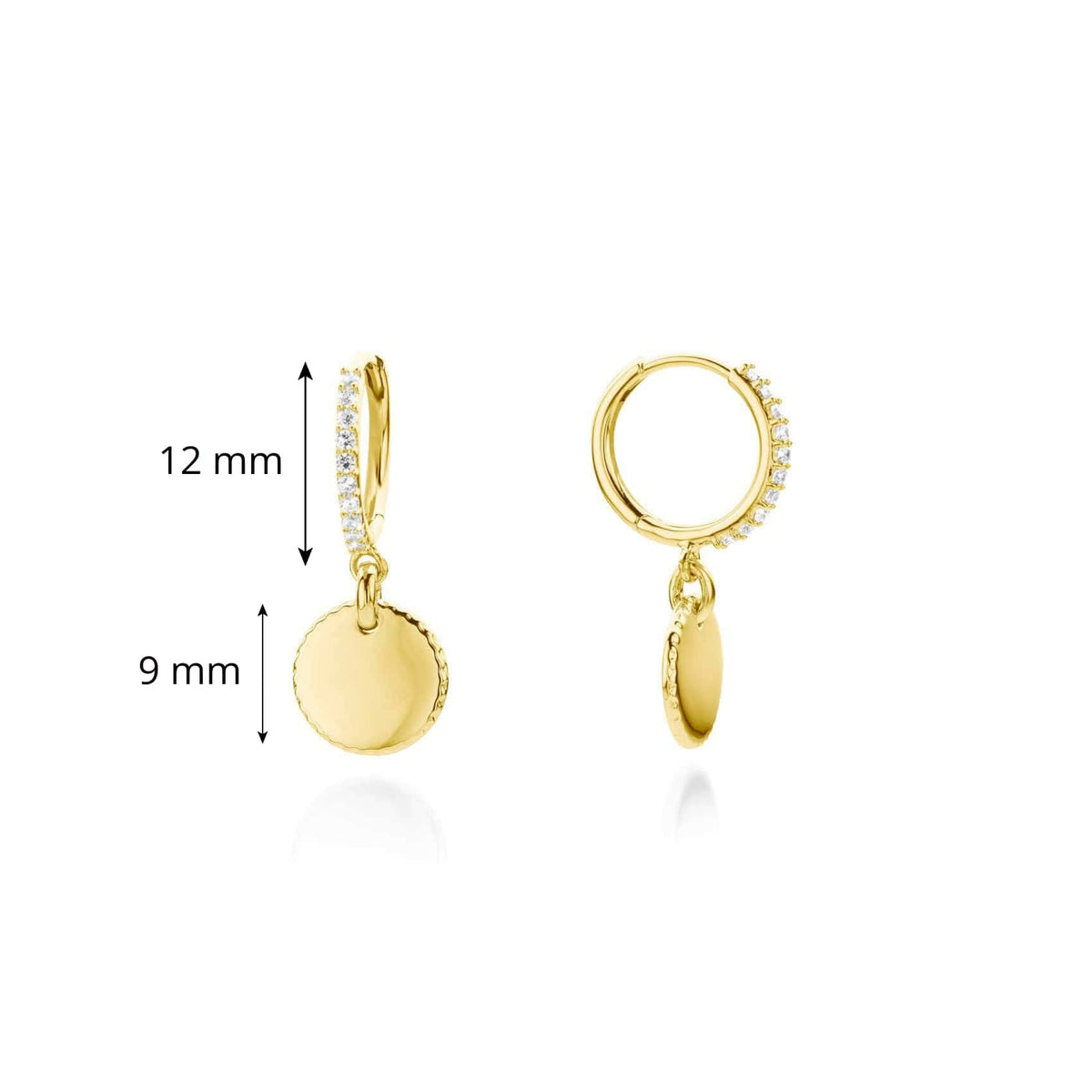 9ct Gold Engraving Disc Earrings