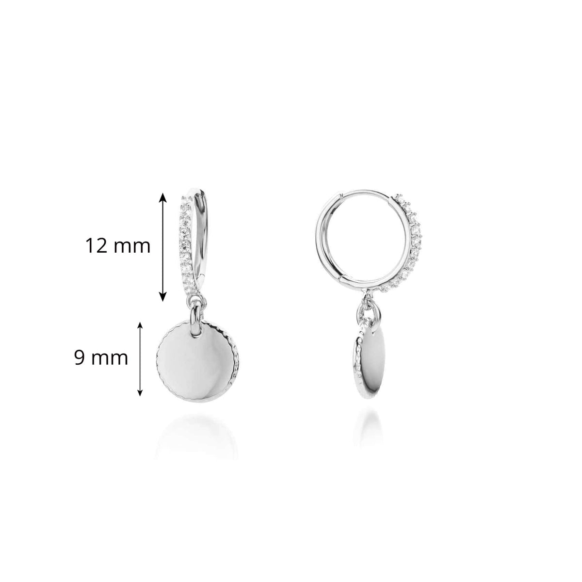 Engraving Silver Disc Earrings