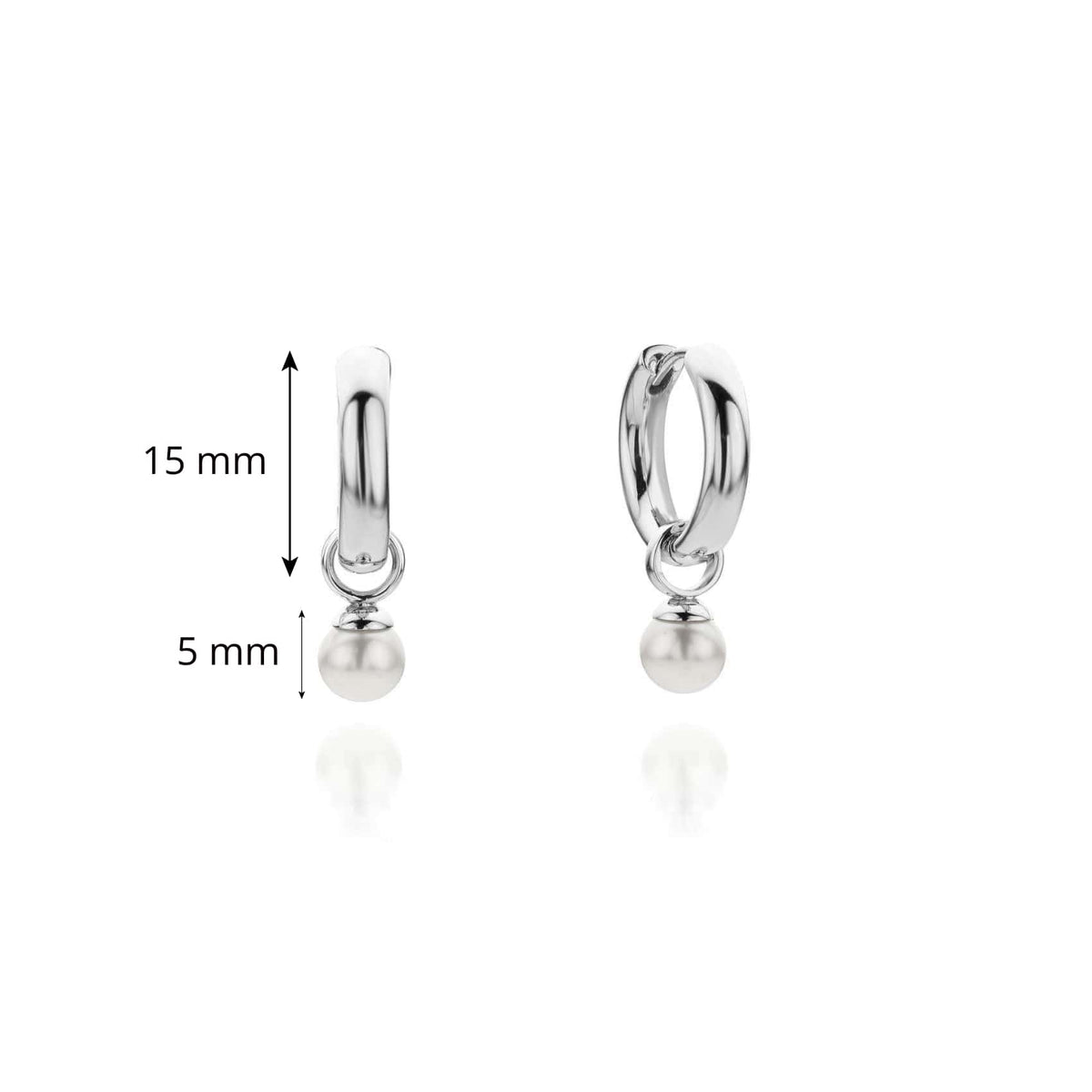 Pearl Drop Silver Hoop Earrings