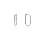 Pair of rectangle silver hoop earrings
