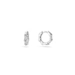 Silver Small CZ Bamboo hoop earrings