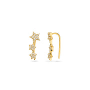 9ct Gold CZ Star Ear Climber Earrings