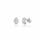 Silver Pear CZ Stud Earrings