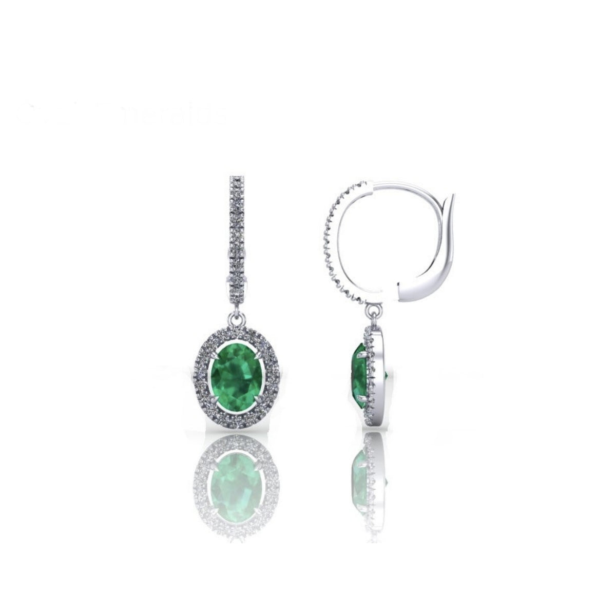 Emerald and Diamond Hoop earrings Platinum