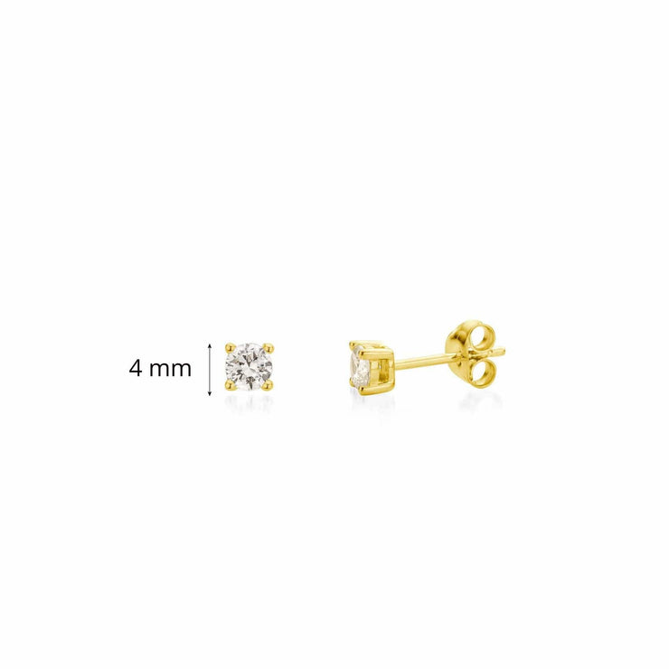 9ct Gold Four Claw Mini CZ Stud Earrings