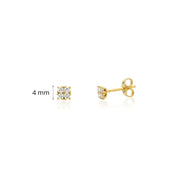 9ct Gold CZ Four Stone Stud Earrings