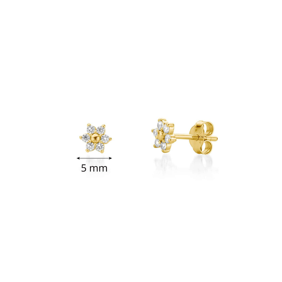 9ct Gold Mini Flower Stud Earrings Pair