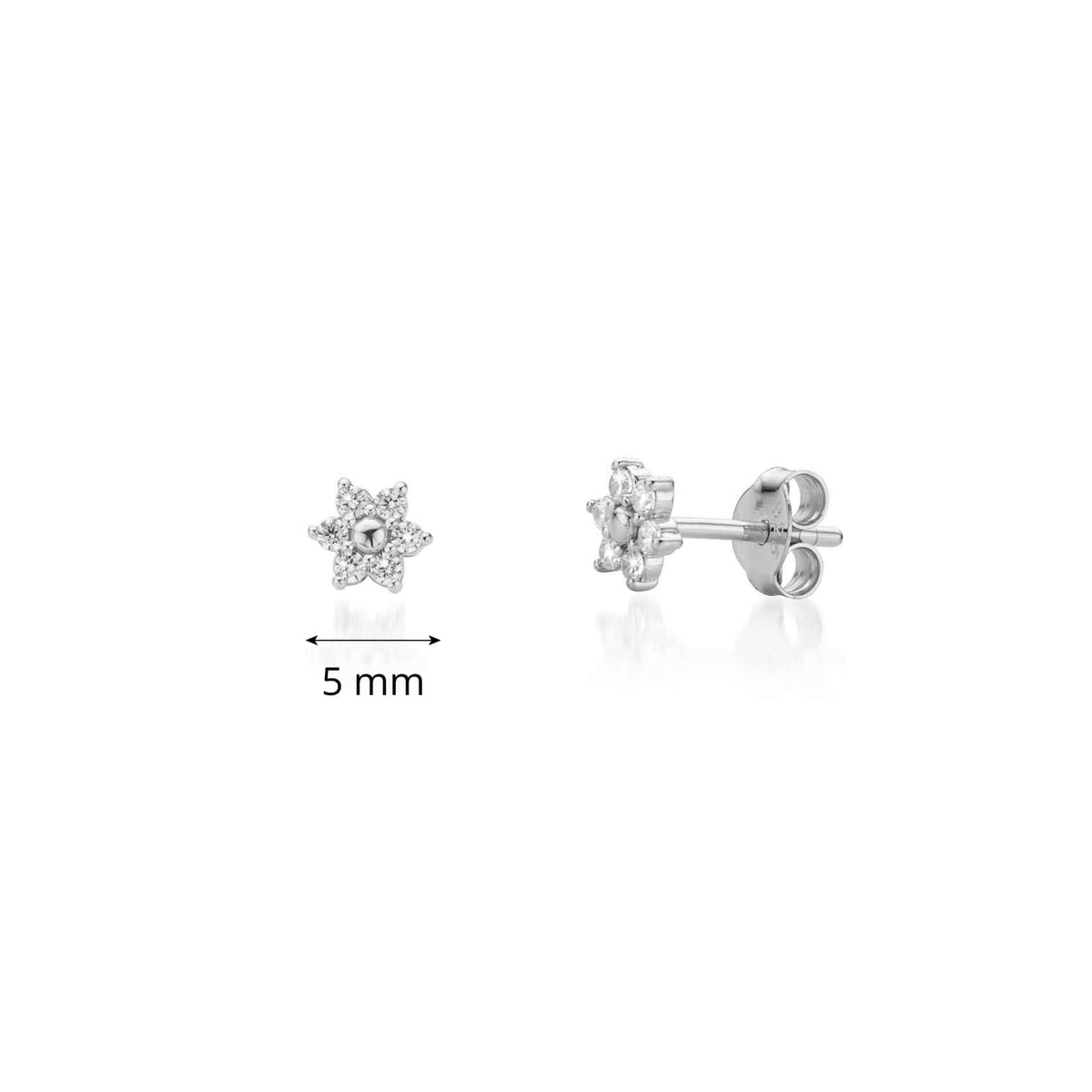 Silver Mini Flower Stud Earrings Pair