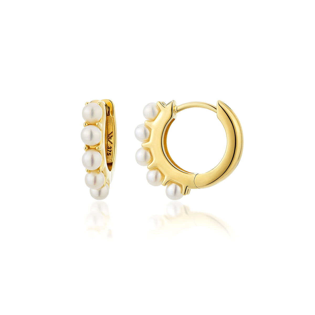 9ct Gold Pearl Huggie Earrings