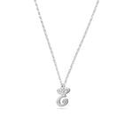 Silver Vintage Script Initial Necklace