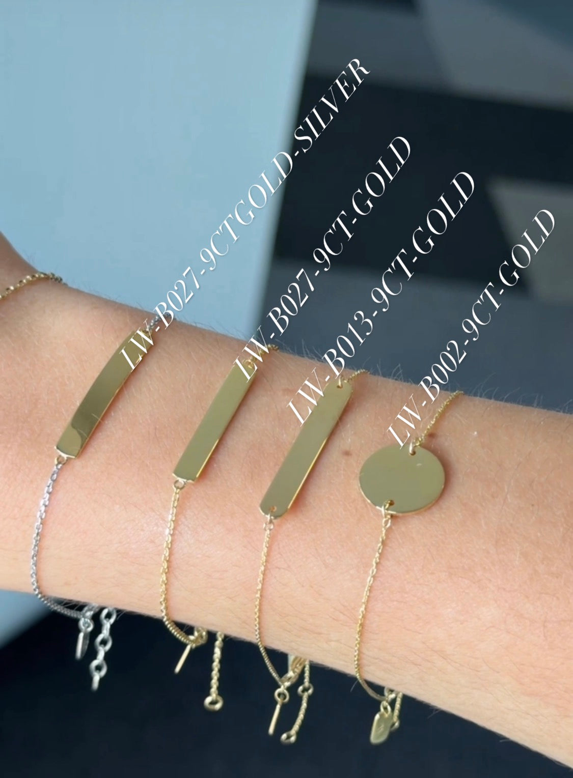 9ct Gold Engravable Bar Bracelet