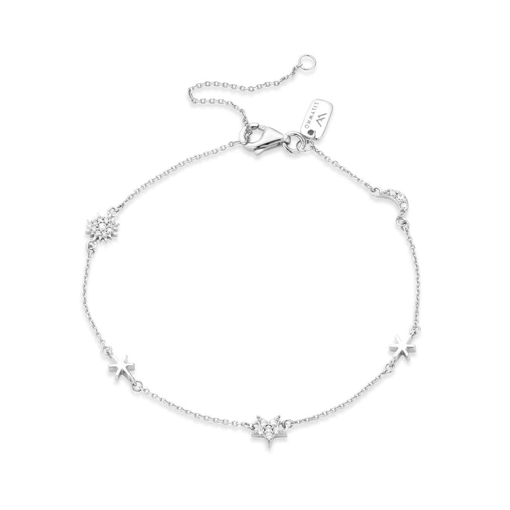 Silver Moon Star & Sun Bracelet